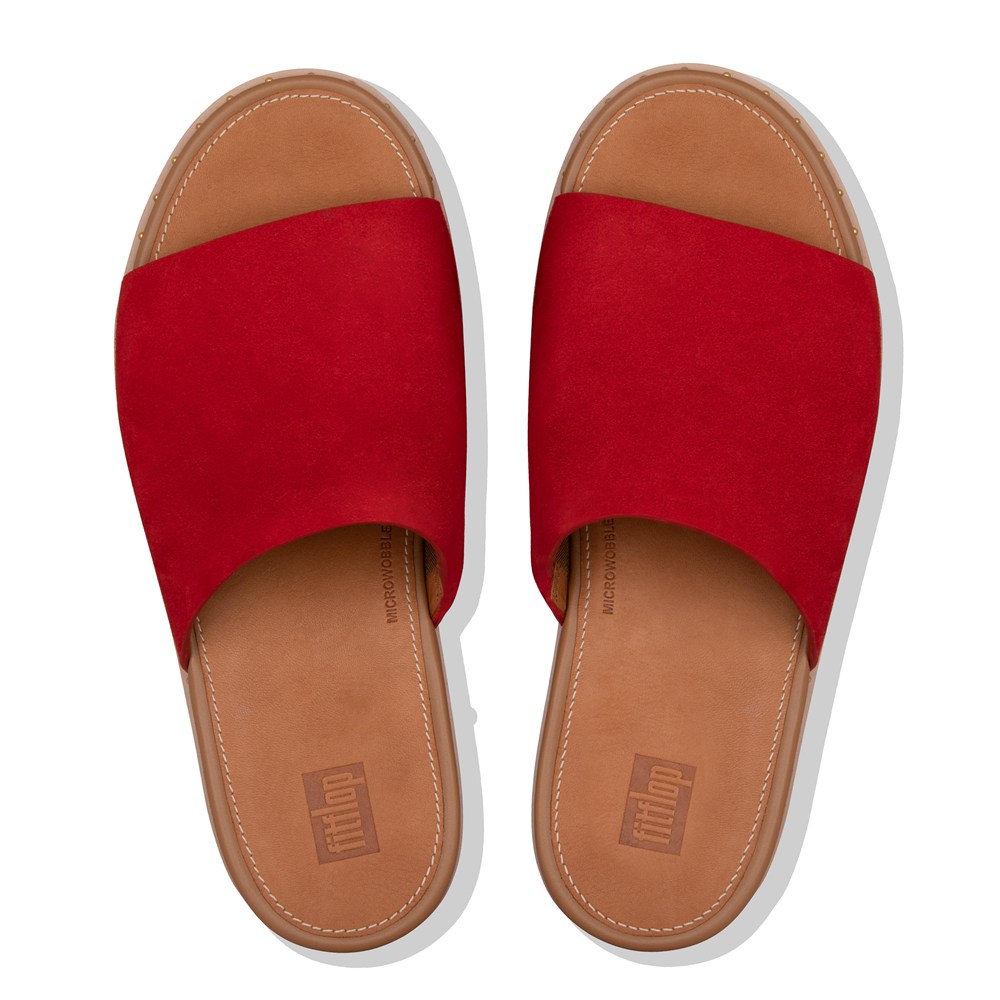 Fitflop Womens Wedge - Eloise Espadrille Suede Slides - Red - 241-XMIVUC